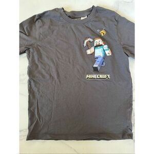 Minecraft 8-10 year boys charcoal grey t-shirt cotton Nintendo game x-box Steve